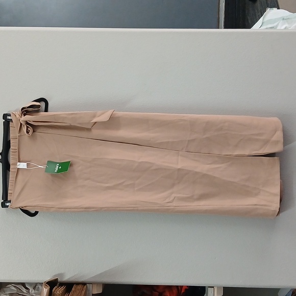 Halara Flex High Waisted Tie Side Wide Leg Work Pants Tan Desert Brown NWT S/P - Picture 5 of 10